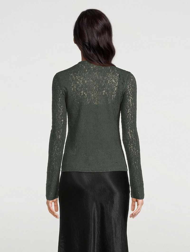 Wool-Blend Lace Fitted Shirt