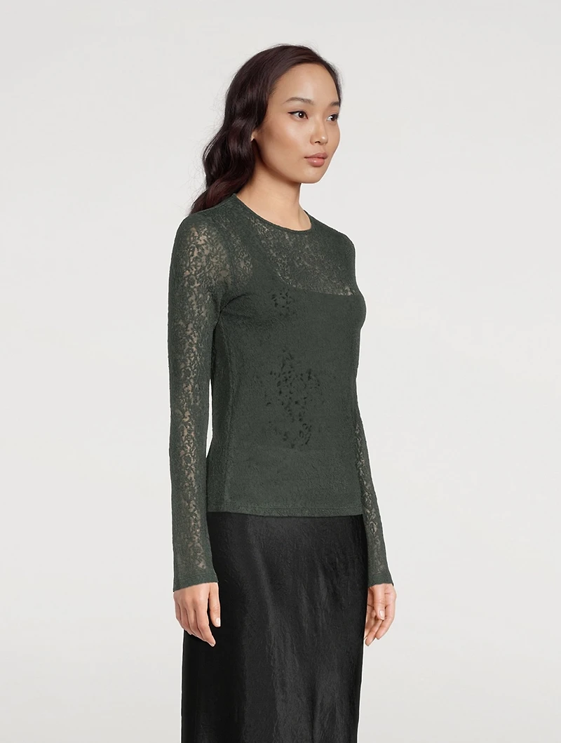 Wool-Blend Lace Fitted Shirt
