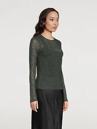 Wool-Blend Lace Fitted Shirt