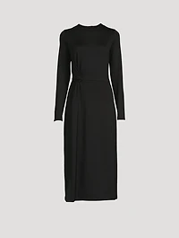 Side Twist Long-Sleeve Midi Dress