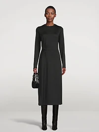 Side Twist Long-Sleeve Midi Dress
