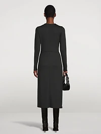 Side Twist Long-Sleeve Midi Dress