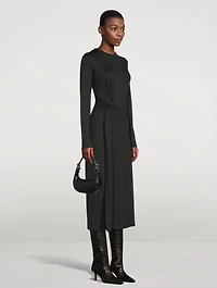 Side Twist Long-Sleeve Midi Dress