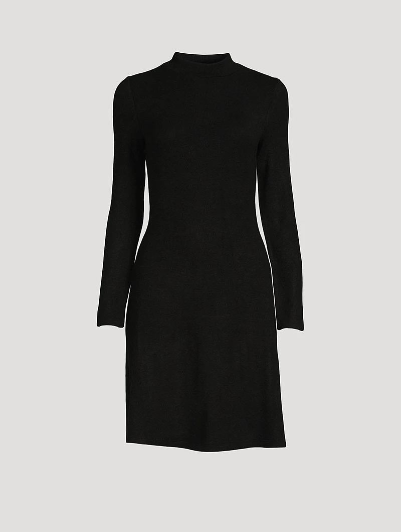 Mockneck Long-Sleeve A-Line Dress
