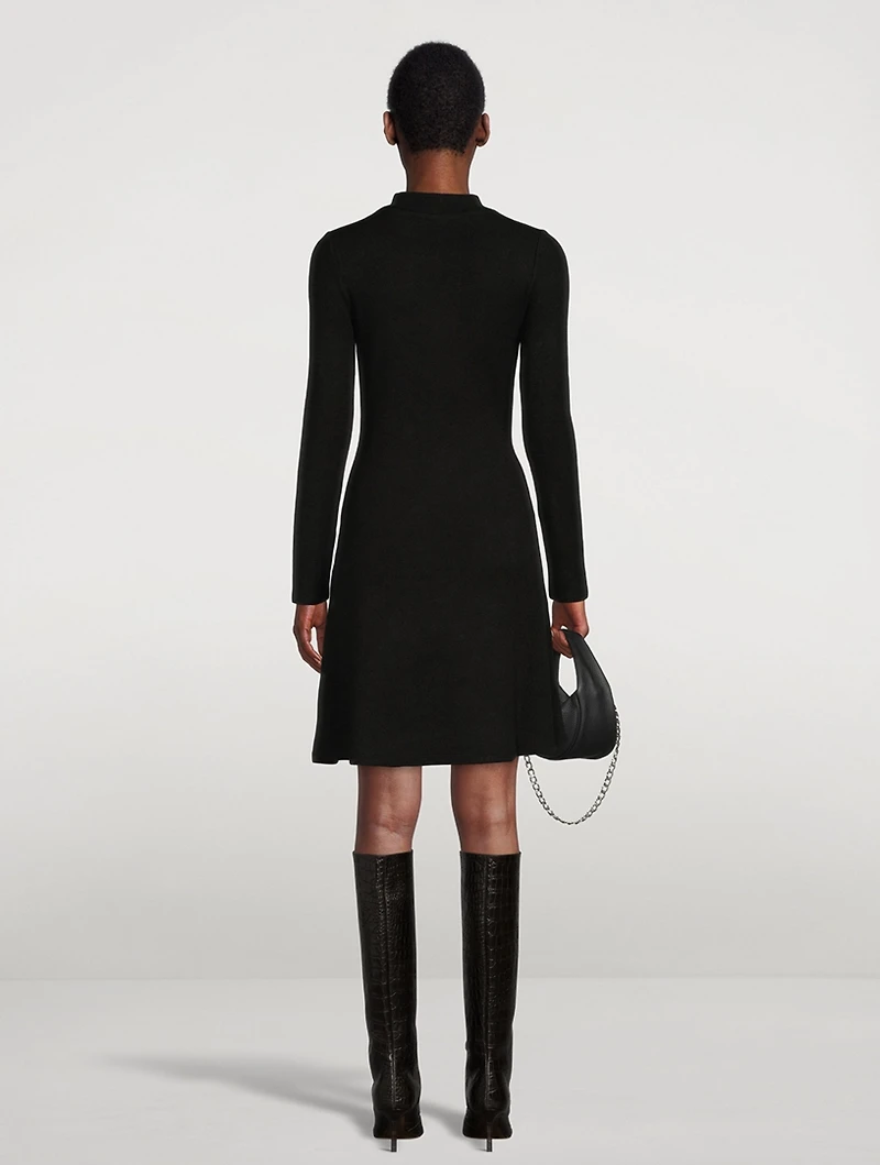Mockneck Long-Sleeve A-Line Dress