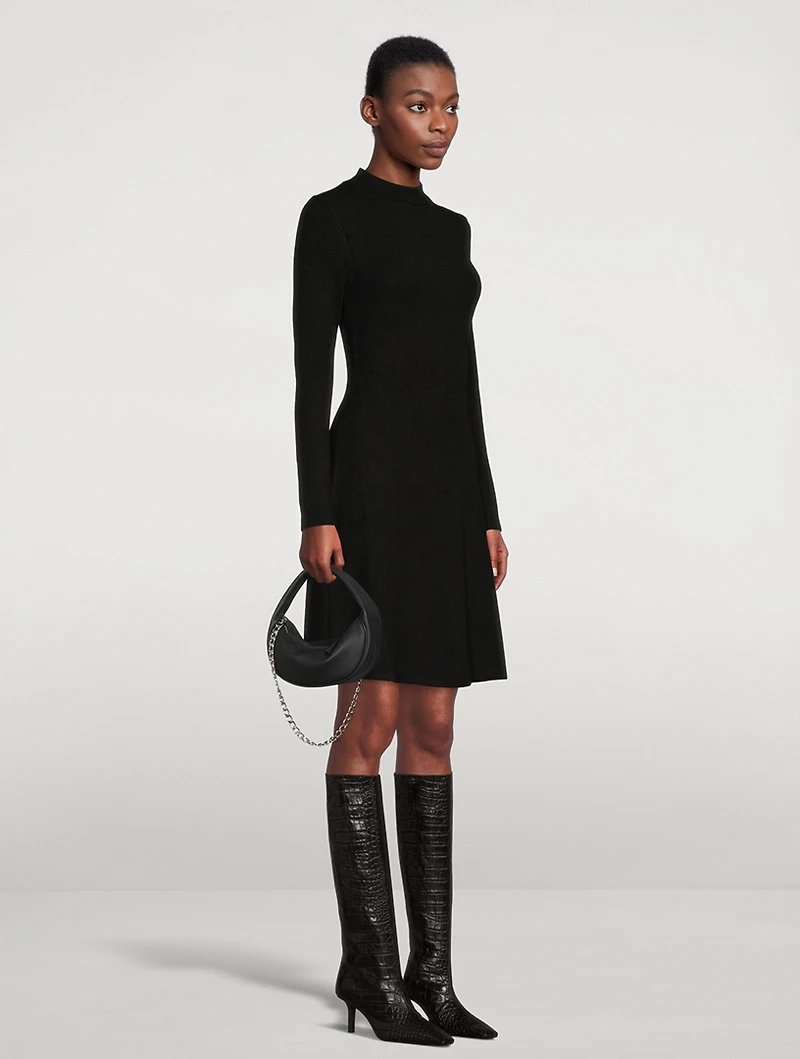 Mockneck Long-Sleeve A-Line Dress