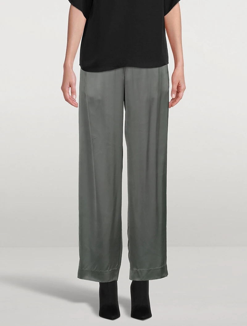 Drop-Waist Satin Trousers