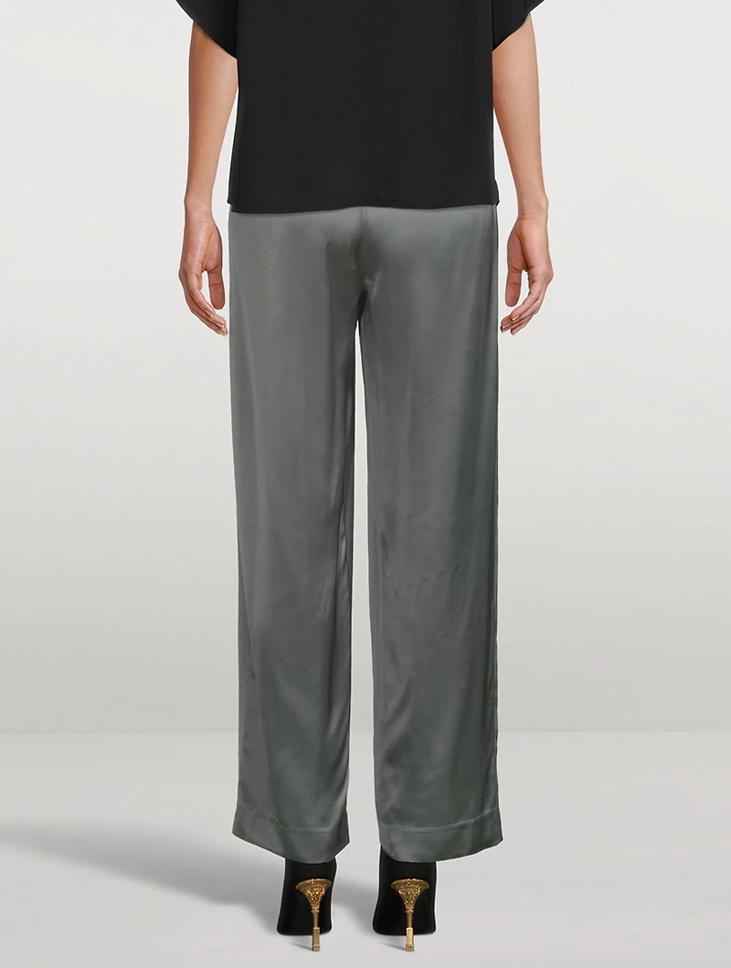 Drop-Waist Satin Trousers