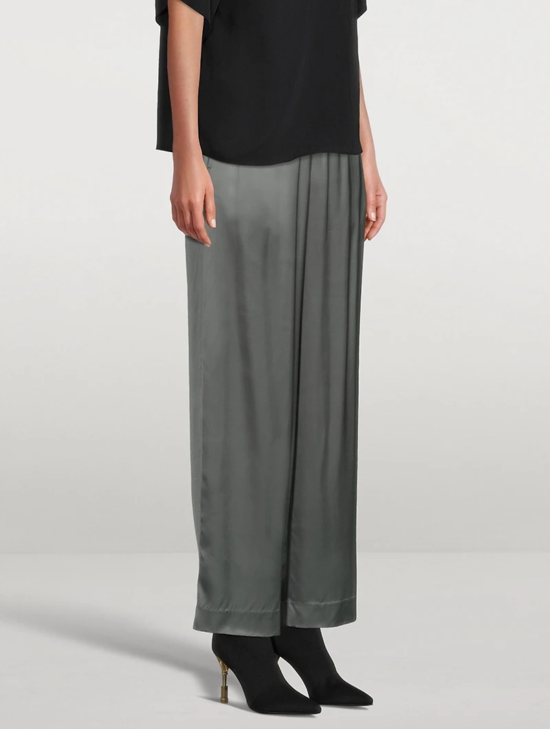 Drop-Waist Satin Trousers