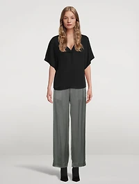 Drop-Waist Satin Trousers