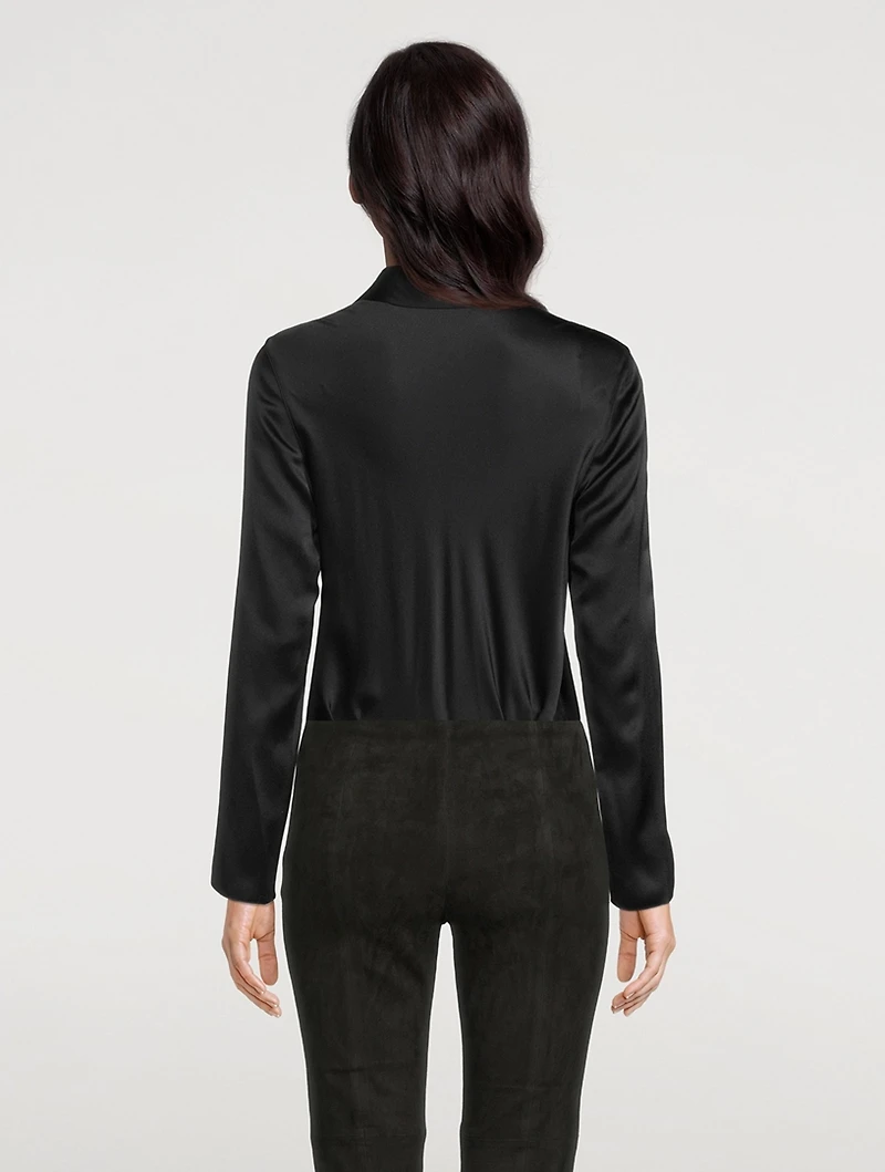 Silk Bias Long-Sleeve Blouse