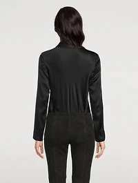 Silk Bias Long-Sleeve Blouse
