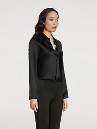 Silk Bias Long-Sleeve Blouse