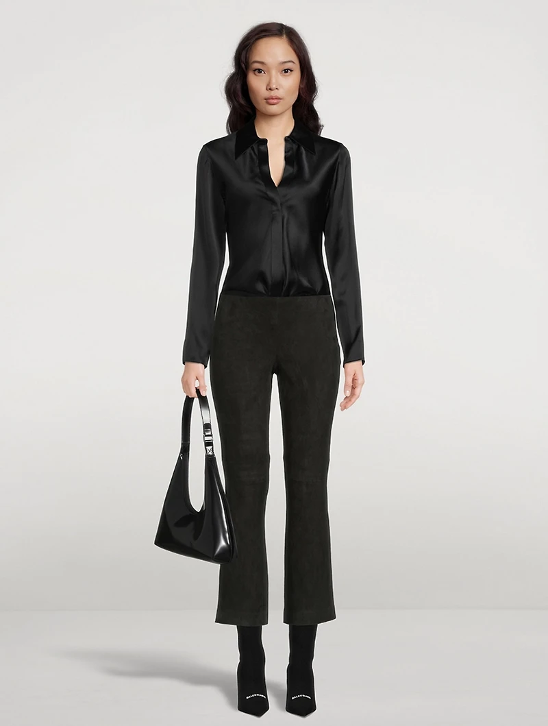 Silk Bias Long-Sleeve Blouse