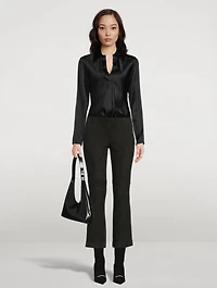 Silk Bias Long-Sleeve Blouse