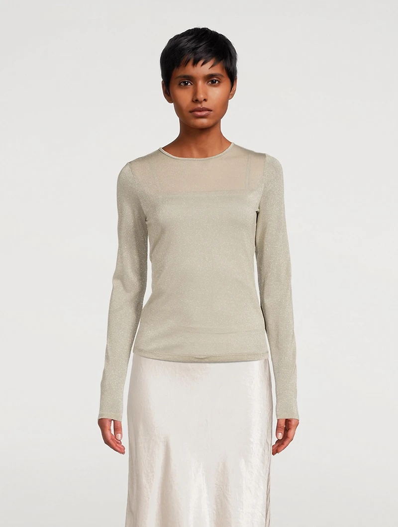 Layered Shimmer Jersey Long-Sleeve Top