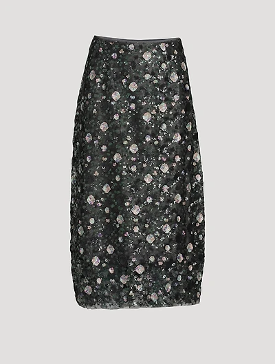 Berry Sequin Midi Slip Skirt