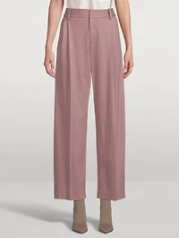 Wide-Leg Pleated Trousers