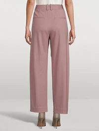Wide-Leg Pleated Trousers