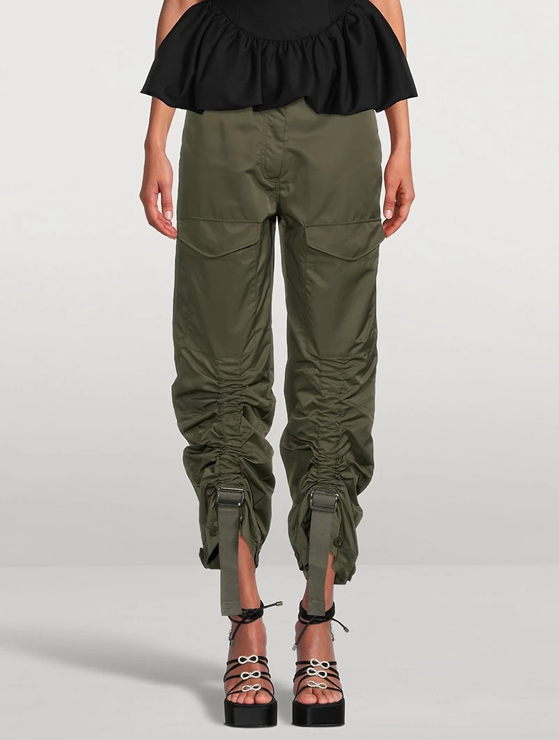 Adjustable Satin Cargo Trousers