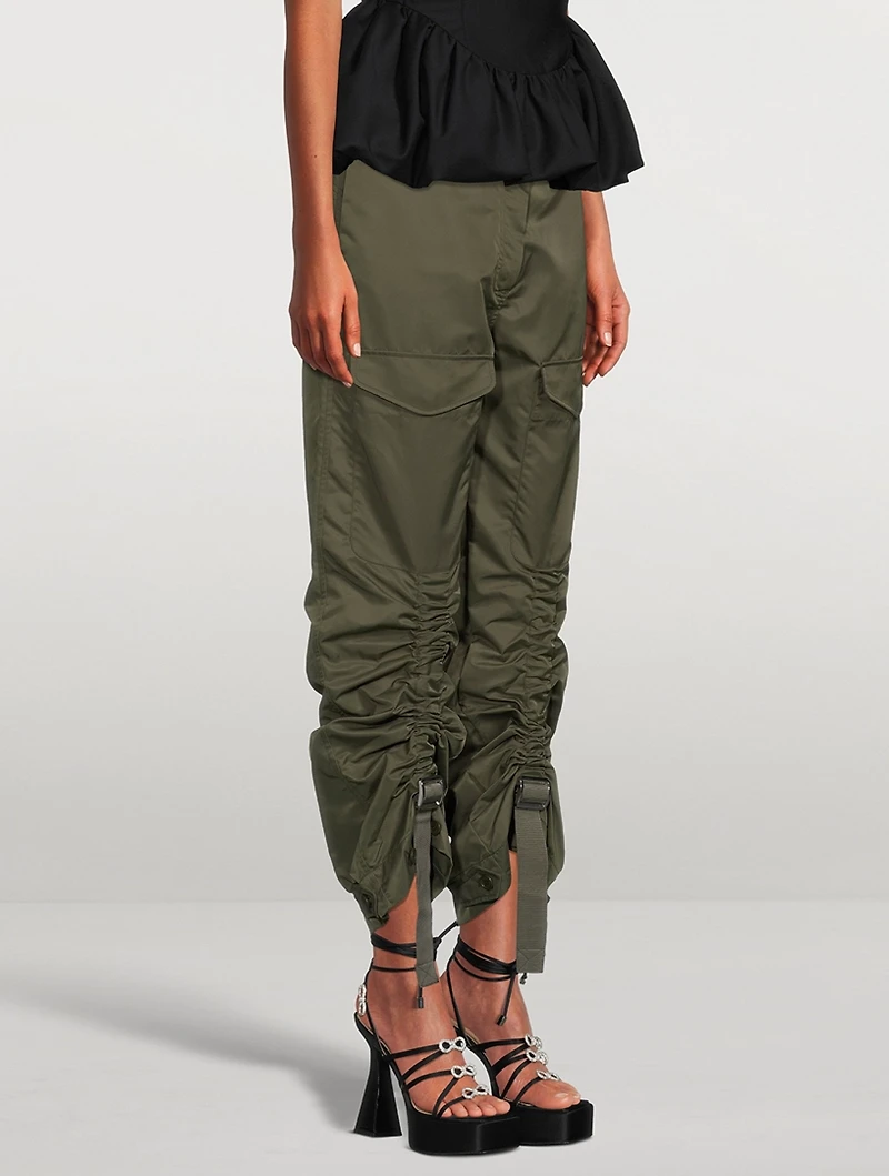 Adjustable Satin Cargo Trousers