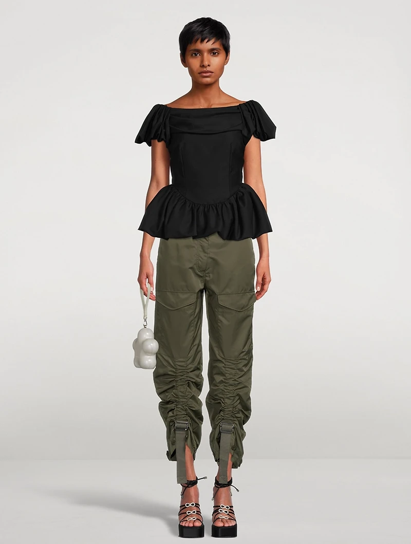 Adjustable Satin Cargo Trousers