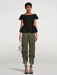 Adjustable Satin Cargo Trousers