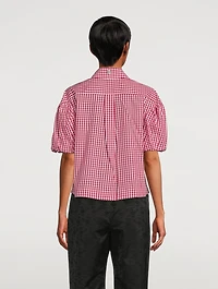 Puff-Sleeve Shirt Gingham Print