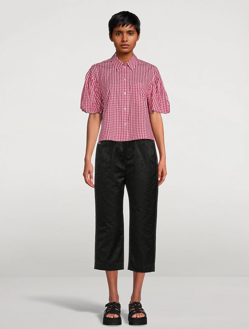 Puff-Sleeve Shirt Gingham Print