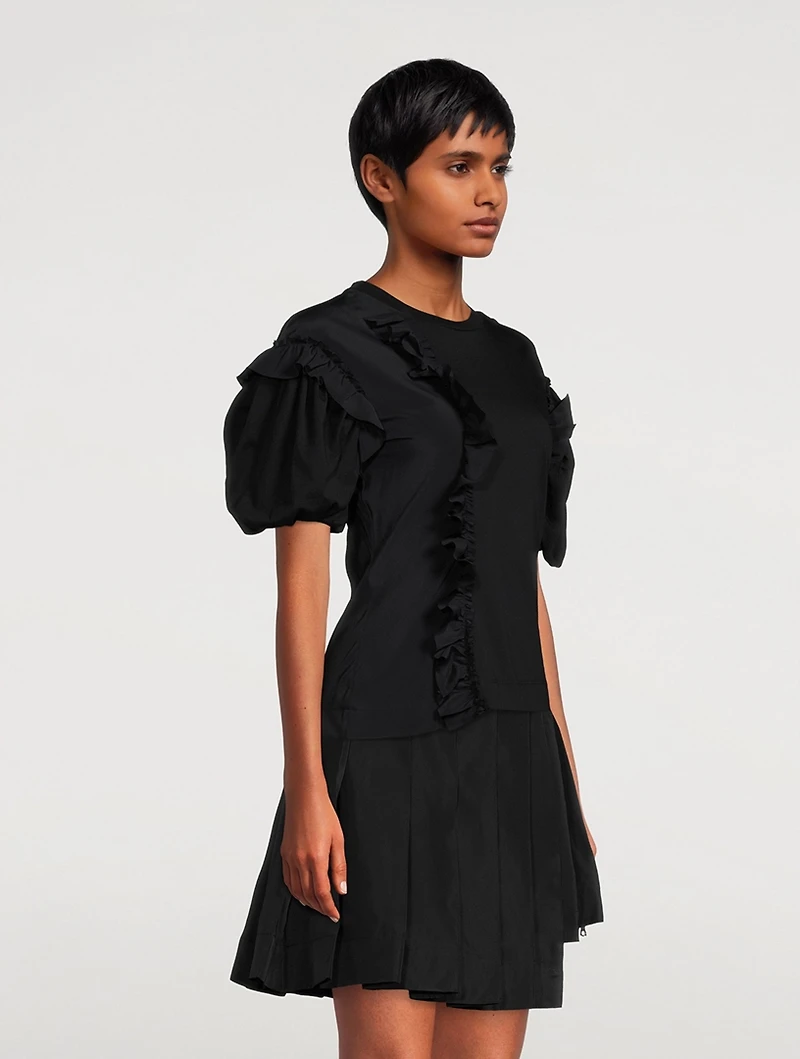 Ruffled Puff-Sleeve T-Shirt
