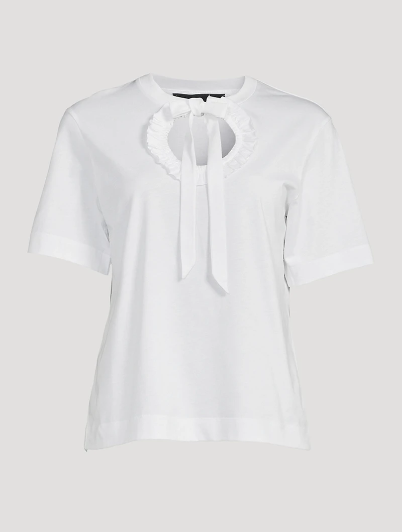 Ruffle Tie-Neck T-Shirt