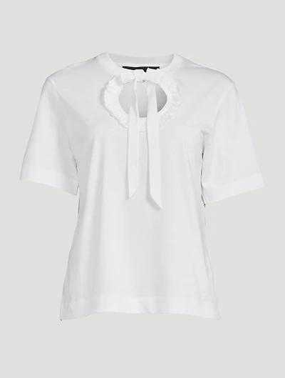 Ruffle Tie-Neck T-Shirt