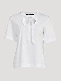 Ruffle Tie-Neck T-Shirt