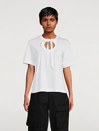 Ruffle Tie-Neck T-Shirt
