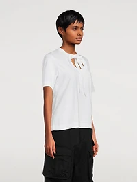 Ruffle Tie-Neck T-Shirt