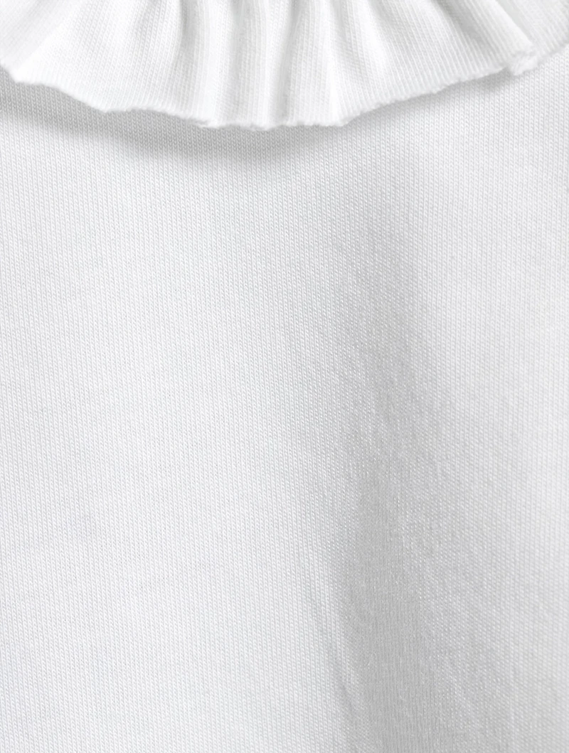 Ruffle Tie-Neck T-Shirt