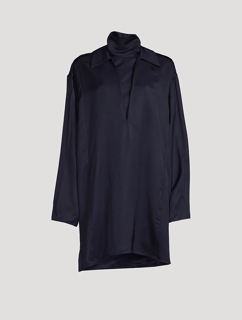 Shirt Dress With Removable Turtleneck Collar