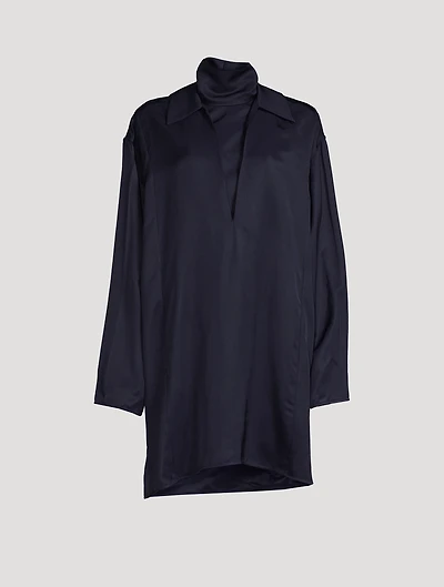 Shirt Dress With Removable Turtleneck Collar