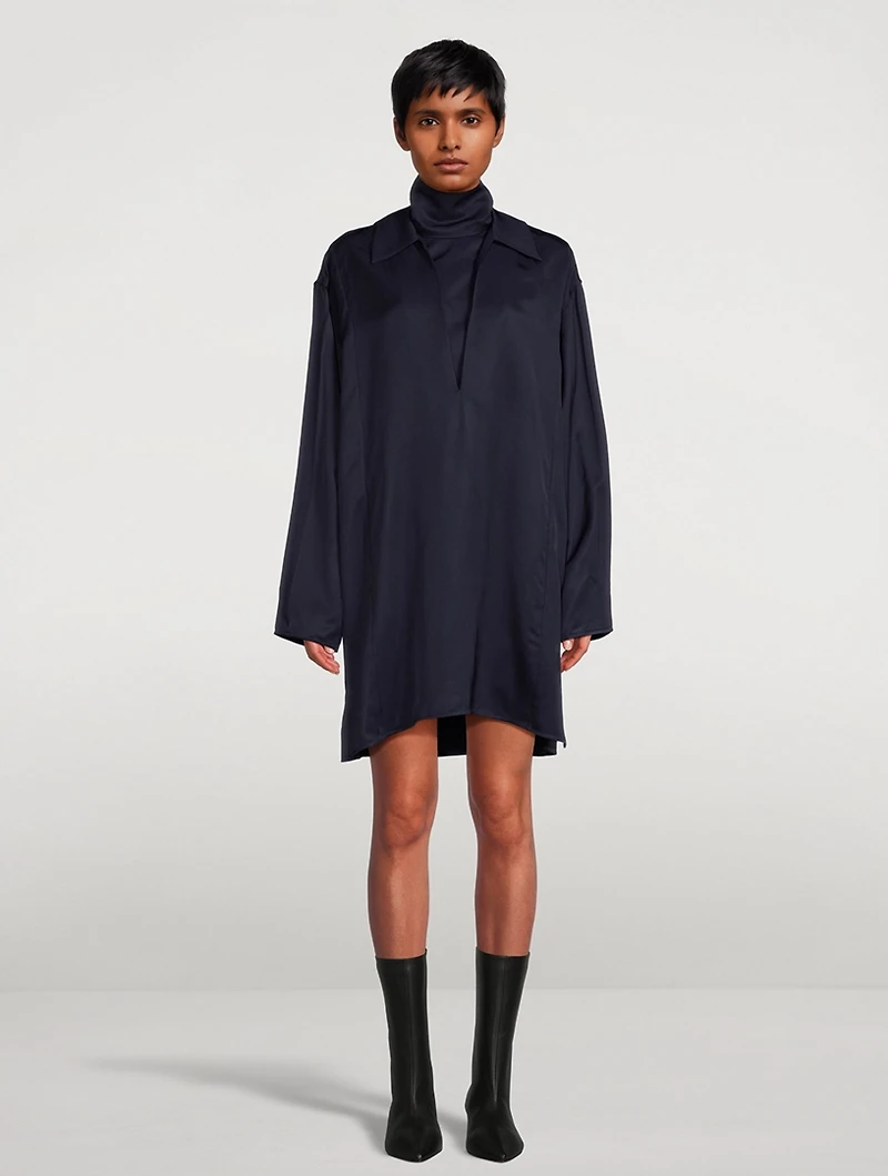Shirt Dress With Removable Turtleneck Collar