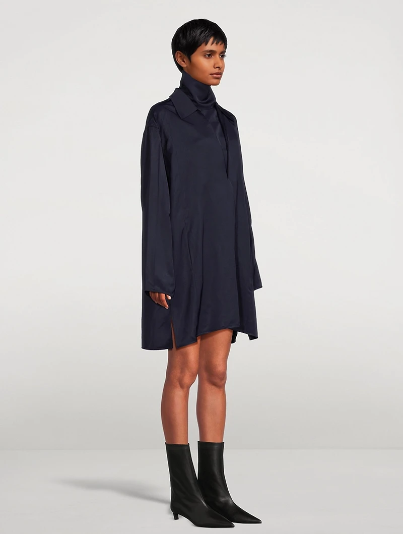 Shirt Dress With Removable Turtleneck Collar