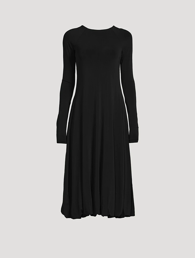 Long-Sleeve Open-Back Midi Dress