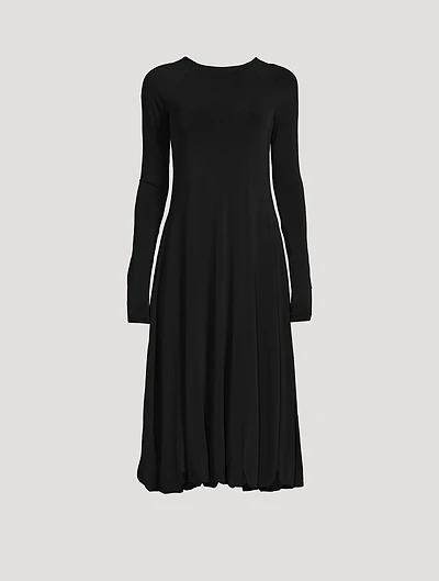 Long-Sleeve Open-Back Midi Dress