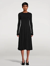 Long-Sleeve Open-Back Midi Dress