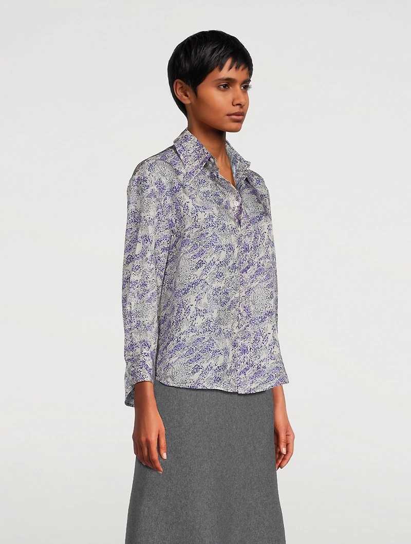 Silk-Blend Shirt Floral Print