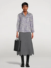 Silk-Blend Shirt Floral Print