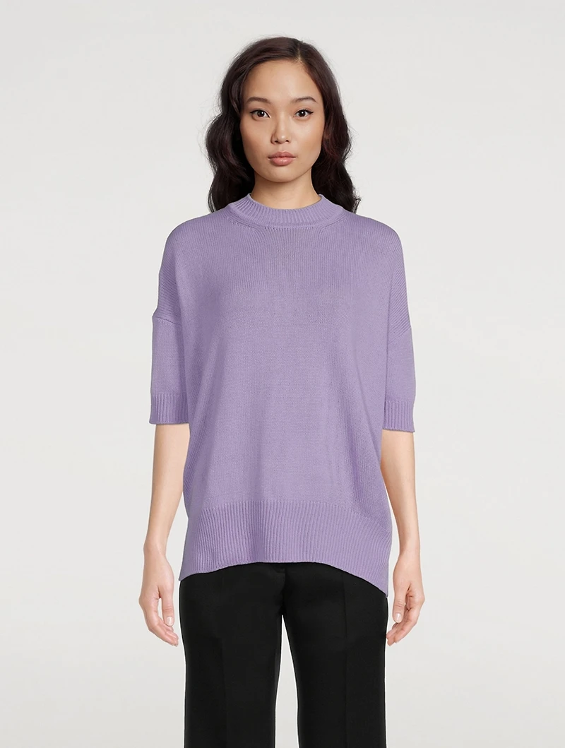Short-Sleeve Cashmere Sweater