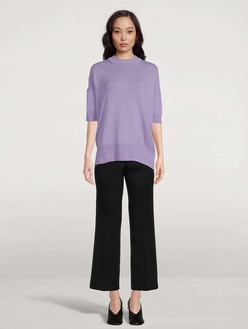 Short-Sleeve Cashmere Sweater