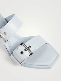 Punk Double Buckle Leather Mules