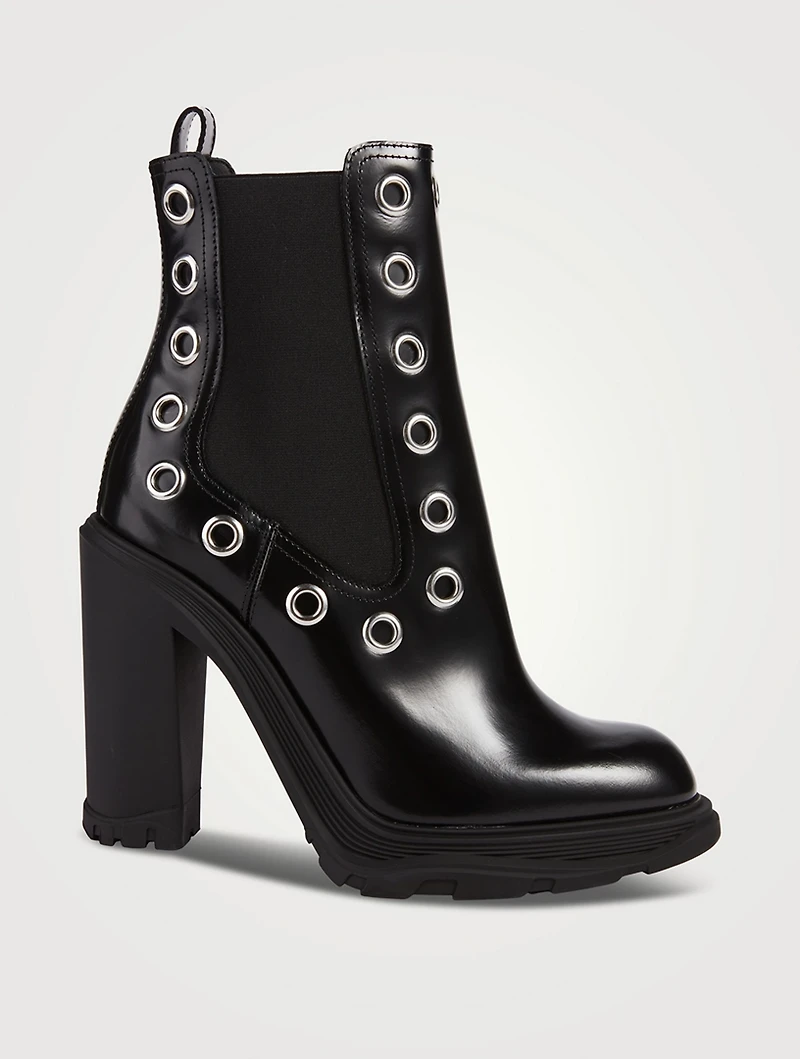 Eyelet Leather Ankle Boots