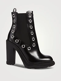 Eyelet Leather Ankle Boots